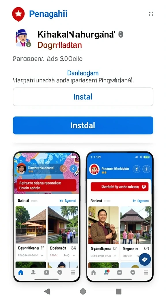 Tampilan karakter yang dapat dikustomisasi untuk personalisasi.