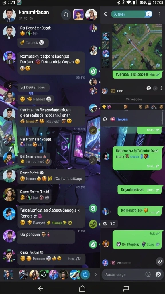 Screenshot menggambarkan variasi permainan yang tersedia.