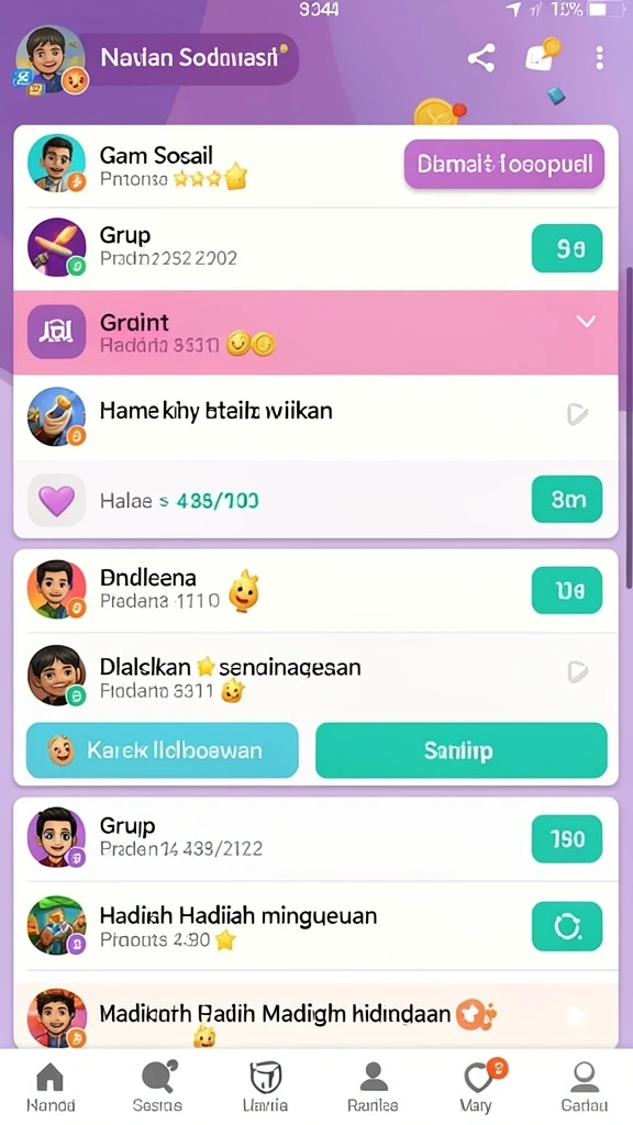 Fitur sosial untuk interaksi dengan pemain lain.