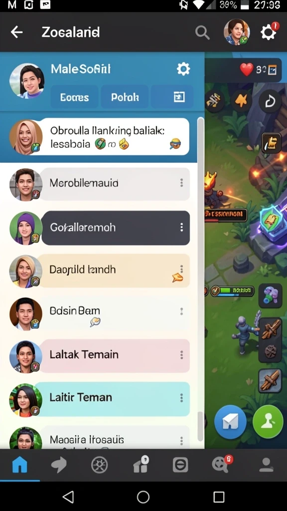 Interaksi multiplayer yang memungkinkan bermain bersama teman.